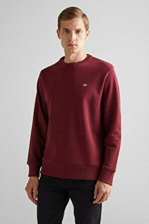 Erkek Bisiklet Yaka Sweatshirt - Bordo | L