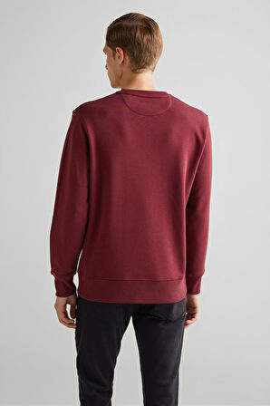 Erkek Bisiklet Yaka Sweatshirt - Bordo | L