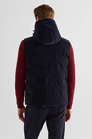 Gant Erkek Lacivert Kapüşonlu Logolu Yelek