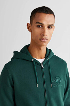 Erkek Regular Fit Kapüşonlu Logolu Sweatshirt - Yeşil  | M