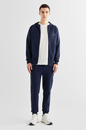 Erkek Relaxed Fit Kapüşonlu Logolu Sweatshirt - Lacivert  | L
