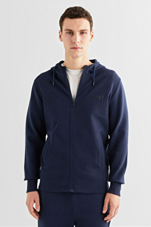 Erkek Relaxed Fit Kapüşonlu Logolu Sweatshirt - Lacivert  | S
