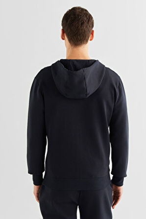 Erkek Relaxed Fit Kapüşonlu Logolu Sweatshirt - Siyah  | XL