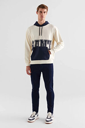 Gant Erkek  Krem Regular Fit Kapüşonlu Logolu Sweatshirt