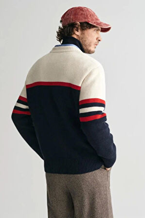 Gant Erkek Lacivert Relaxed Fit Bisiklet Yaka Logolu Kazak