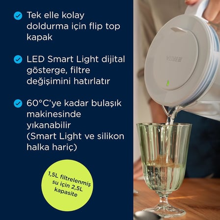 Cam Su Arıtma Sürahisi 1x MAXTRA PRO Pure Performance Filtreli - Açık Mavi (2,5L)