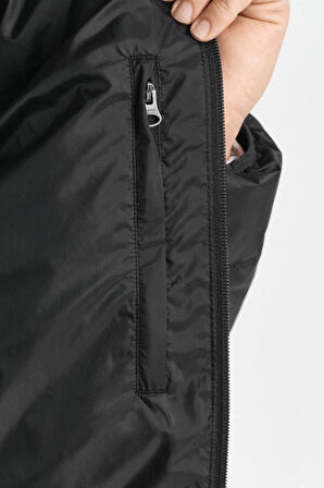 Erkek Regular Fit Dik Yaka Kaz Tüyü Mont - Siyah | XXL