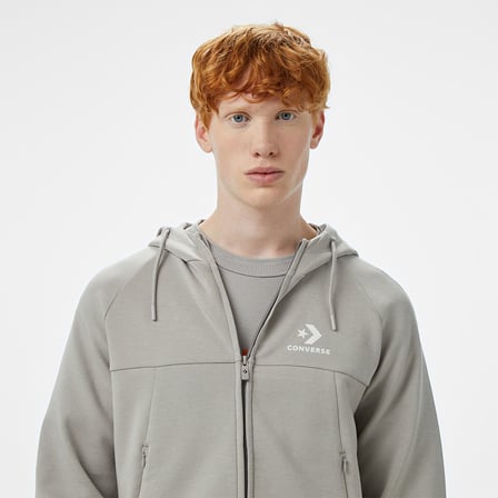 Converse Star Chevron Erkek Gri Kapüşonlu Ceket