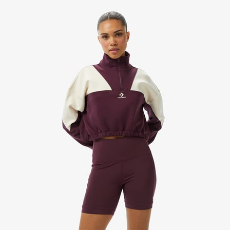Converse Crop Kadın Bordo Dik Yaka Sweatshirt
