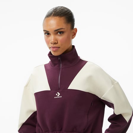 Converse Crop Kadın Bordo Dik Yaka Sweatshirt