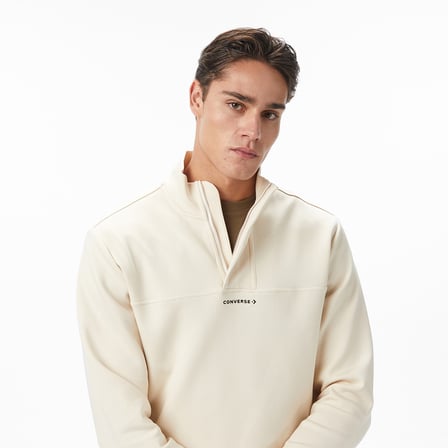 Converse Erkek Ekru Dik Yaka Sweatshirt