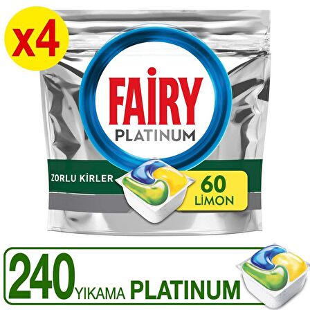 Fairy Platinum 240 Yıkama Bulaşık Makinesi Deterjanı Tableti / Kapsülü Limon Kokulu