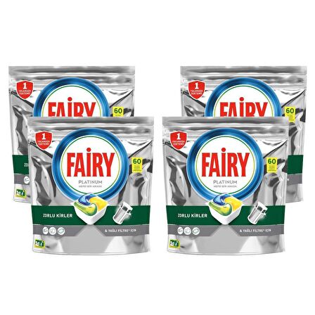 Fairy Platinum 240 Yıkama Bulaşık Makinesi Deterjanı Tableti / Kapsülü Limon Kokulu