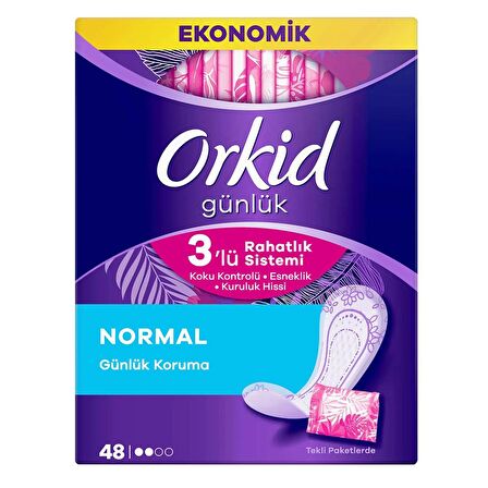 Orkid Günlük Koruma Tekli Paketlerde Normal Günlük Ped 48 li Ekonomik