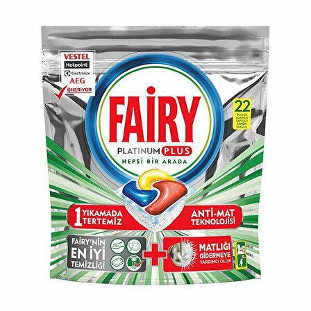 Fairy Platinum Plus 22 Yıkama Tablet Bulaşık Makinesi Deterjanı 22 Adet 