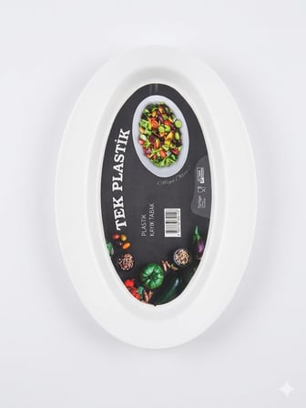 Sert Plastik Kayık Tabak 6'lı Set 32 cm – Kırılmaz, Yıkanabilir, Piknik, Servis ve Sunum Tabağı