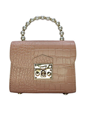Vos Versa Kadın Gold Zincir Askılı El ve Omuz Çanta Krokodil Desenli 