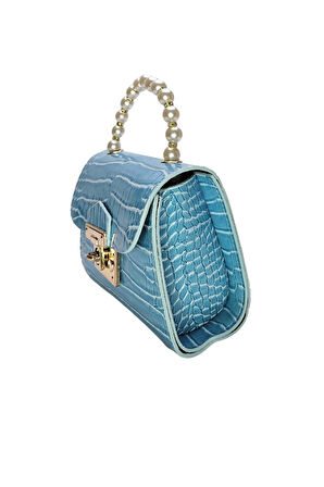 Vos Versa Kadın Gold Zincir Askılı El ve Omuz Çanta Krokodil Desenli 