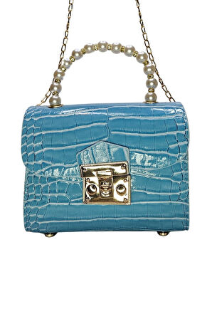 Vos Versa Kadın Gold Zincir Askılı El ve Omuz Çanta Krokodil Desenli 