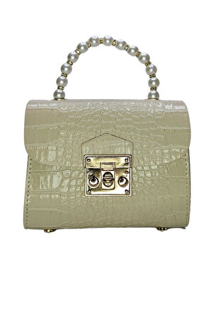 Vos Versa Kadın Gold Zincir Askılı El ve Omuz Çanta Krokodil Desenli 