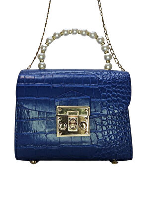 Vos Versa Kadın Gold Zincir Askılı El ve Omuz Çanta Krokodil Desenli 