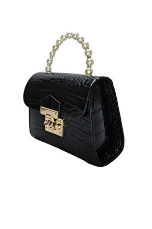 Vos Versa Kadın Gold Zincir Askılı El ve Omuz Çanta Krokodil Desenli 