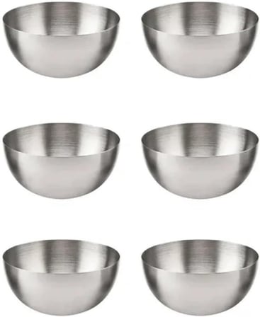 Paslanmaz Çelik Çerezlik Seti, 8.5 cm, 6 Parça, Dekoratif Servis Kasesi 6 Adet 304 Kalite Paslanmaz Çelik Çerezlik Kuruyemişlik
