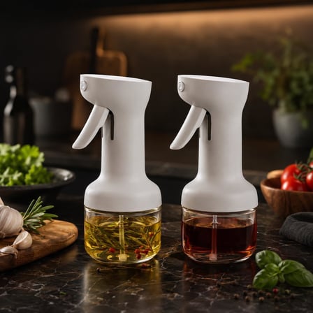 2’li 280 ml Cam Sprey Yağlık Seti, Tetikli Püskürtmeli Yağ ve Sirke Şişesi, Salata Mutfak ve Airfryer Kullanımına Uygun