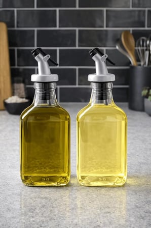 2'Li Şeffaf Cam Yassı Yağdanlık - Sızdırmaz Tıpalı 200Ml. Sirkelik Sosluk
