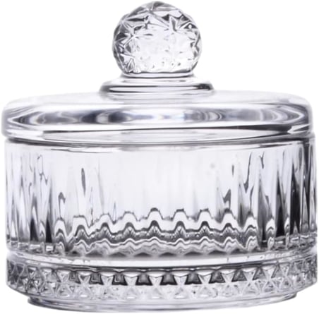 Lüx Kristal Kapaklı Cam Şekerlik & Cam Lokumluk, Kesme Cam Lüx Şekerlik 10cm*10.5cm - (4 MODEL) (06646)