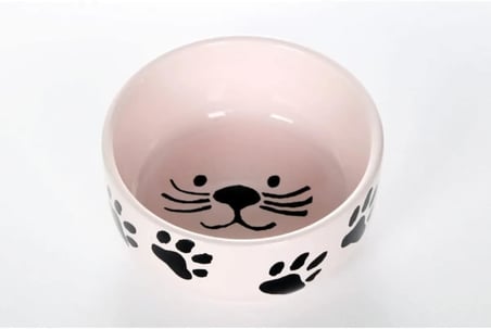 Seramik Kase Kedi Mama Su Kabı Pembe Renk 2'li