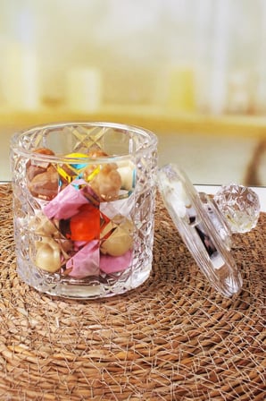 Lüx Kristal Büyük Cam Şekerlik & Cam Lokumluk, Kesme Cam Lüx Şekerlik 13cm*7.8cm - 06639