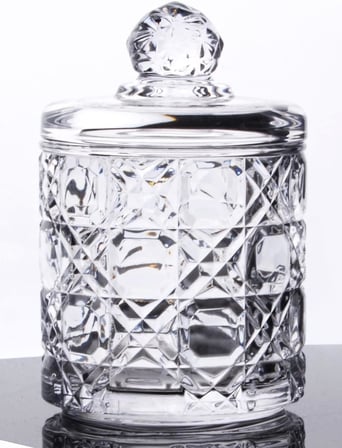 Lüx Kristal Büyük Cam Şekerlik & Cam Lokumluk, Kesme Cam Lüx Şekerlik 13cm*7.8cm - 06639