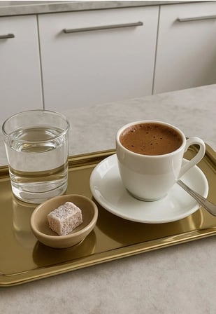 Paslanmaz Çelik Sunum Tepsisi, Dikdörtgen, Gold, 33x18 cm, Düz, Çay Kahve Tatlı Sunumu, 1 Adet