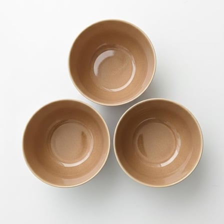 3'lü Karamel Kahve Seramik Kase Seti, Özel Çatlak Dokulu (Crackle) Tasarım Çerezlik ve Sosluk, Modern Stoneware Kahvaltılık Sunum Kasesi, Derin ve Şık Meze Tabağı Takımı (Bej/Kahve)
