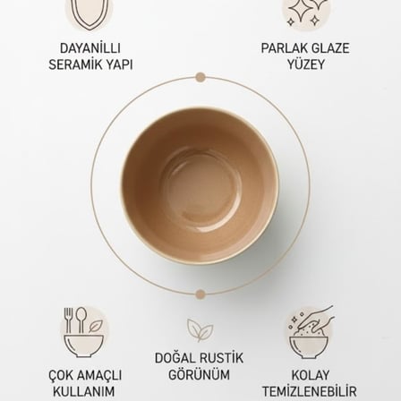 3'lü Karamel Kahve Seramik Kase Seti, Özel Çatlak Dokulu (Crackle) Tasarım Çerezlik ve Sosluk, Modern Stoneware Kahvaltılık Sunum Kasesi, Derin ve Şık Meze Tabağı Takımı (Bej/Kahve)