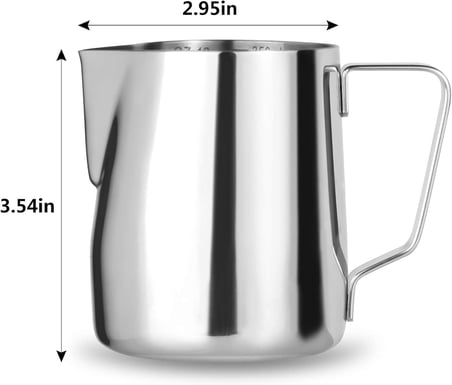 Süt Köpürtme Sürahisi, Premium Paslanmaz Çelik, 350ml Kapasite, Profesyonel Kahve Köpürtme Kabı, Barista Ekipmanları, Süt Köpürtme ve Kahve Hazırlama İçin