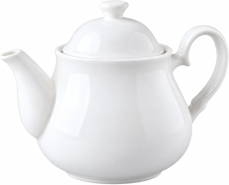 Porselen Demlik 650 ml, Beyaz Kapaklı Çay Demliği, Oval Kulplu ve Uzun Dökme Ağızlı, Siyah Çay ve Bitki Çayı Demleme, Kahvaltı ve Sofra Servisi İçin, 1 Adet