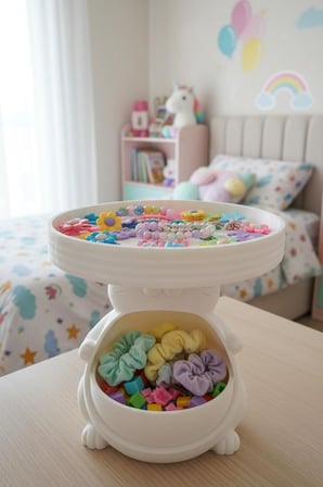 Figürlü Sunumluk Organizer Plastik Çok Amaçlı Kedi Biblo Beyaz 15 x 17