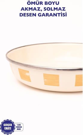 Beige Emaye Bowl Tabağı - Bowl Kase - Salata Kasesi - Sunum Kasesi