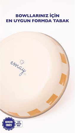 Beige Emaye Bowl Tabağı - Bowl Kase - Salata Kasesi - Sunum Kasesi