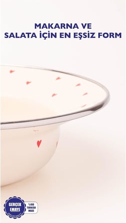Emaye Cupid Çukur Makarna Salata Tabağı