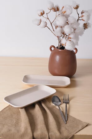 Mat Krem Pergamon Kayık Tabak 26 Cm 2 Adet 040