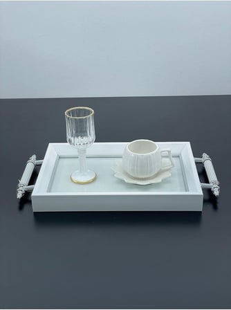 Lüks Simli Sunum Tepsisi Yaldızlı Tepsi 32 * 17CM