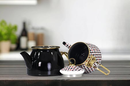 Forte Black Gold Model Emaye Çaydanlık