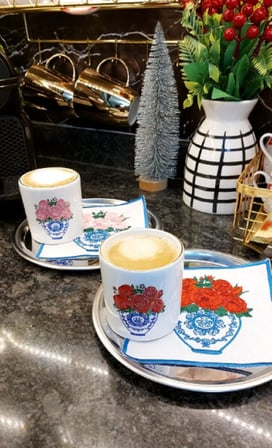 Blue Blanc Kırmızı Gül Espresso, Double Türk Kahvesi Fincanı