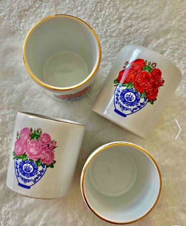 Blue Blanc Kırmızı Gül Espresso, Double Türk Kahvesi Fincanı