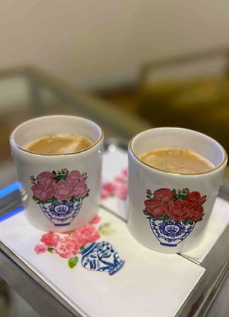 Blue Blanc Kırmızı Gül Espresso, Double Türk Kahvesi Fincanı