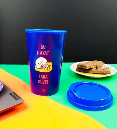 2'Li Bu Hayat Sana Güzel Tasarımlı Plastik Kahve Bardağı