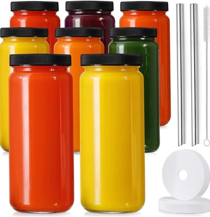 1 Adet 480Ml (Pipet Ve 2 Kapaklı) Cam Bardak, Hava Geçirmez Kapak, Meyve Suyu, Boba, Smoothie,Şeffaf